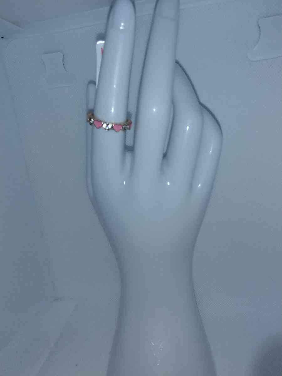 Pink White Hearts Chic Rhinestone Ring - Roanoke, Virginia