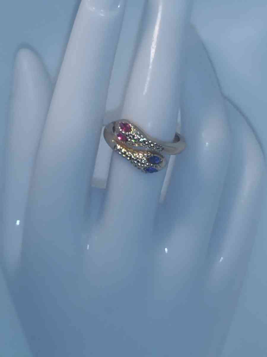 Pink Blue Snake Chic Rhinestone Ring - Roanoke, Virginia - FleaMarketBay