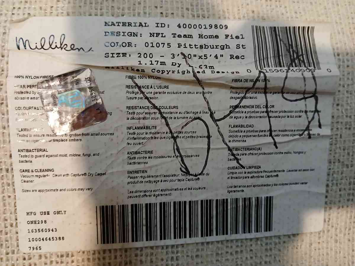 Pittsburgh Steelers field carpet 46inch by 27inch - Indianapolis, Indiana - FleaMarketBay