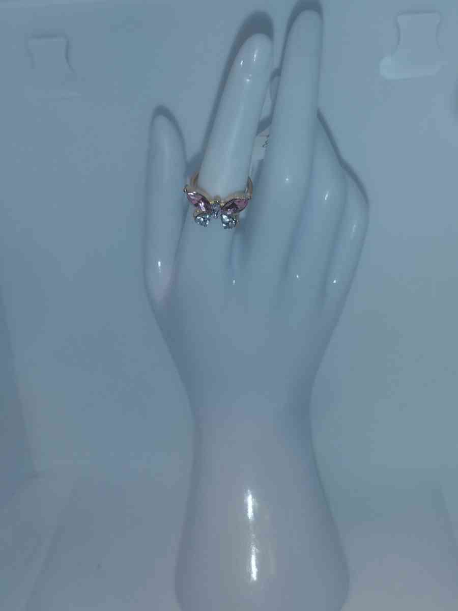 Pink White Butterfly Chic Rhinestone Ring - Roanoke, Virginia