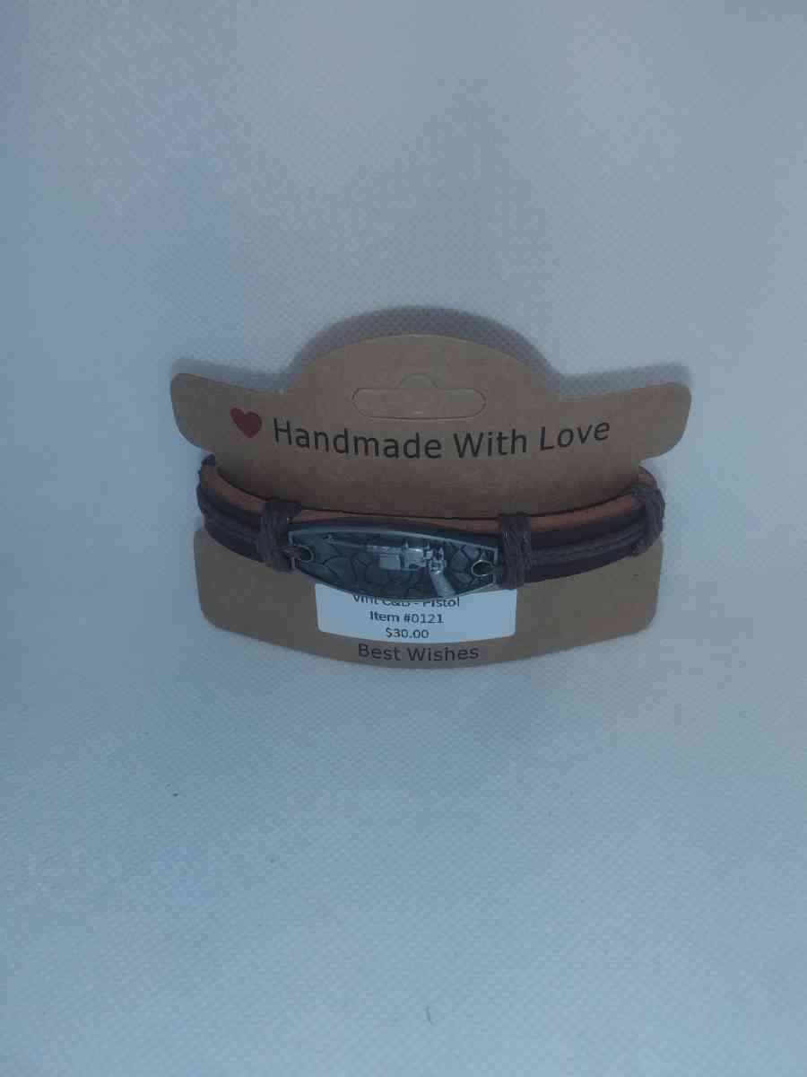 Brown Pistol Leather Bracelet VCB - Roanoke, Virginia - FleaMarketBay