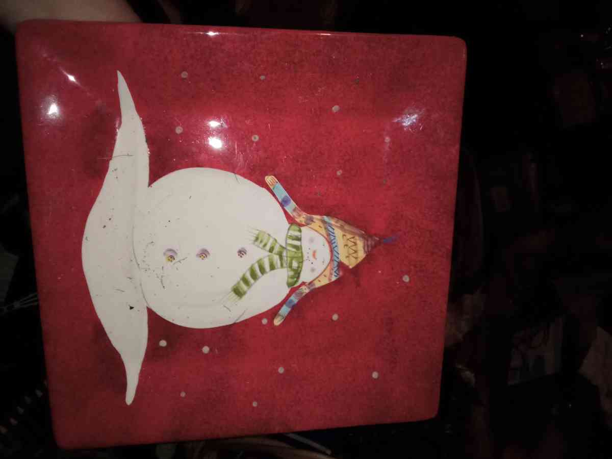 snowman Christmas cookie plate - Temple, Georgia - FleaMarketBay