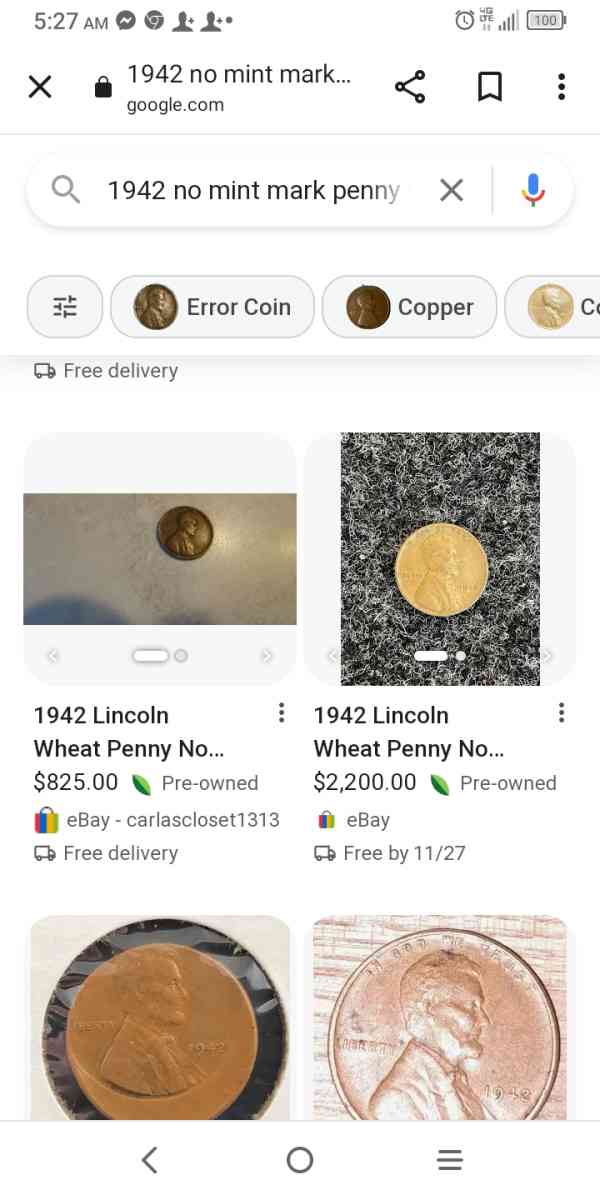 no mint stamp 1942 wheat penny - Knoxville, Tennessee - FleaMarketBay