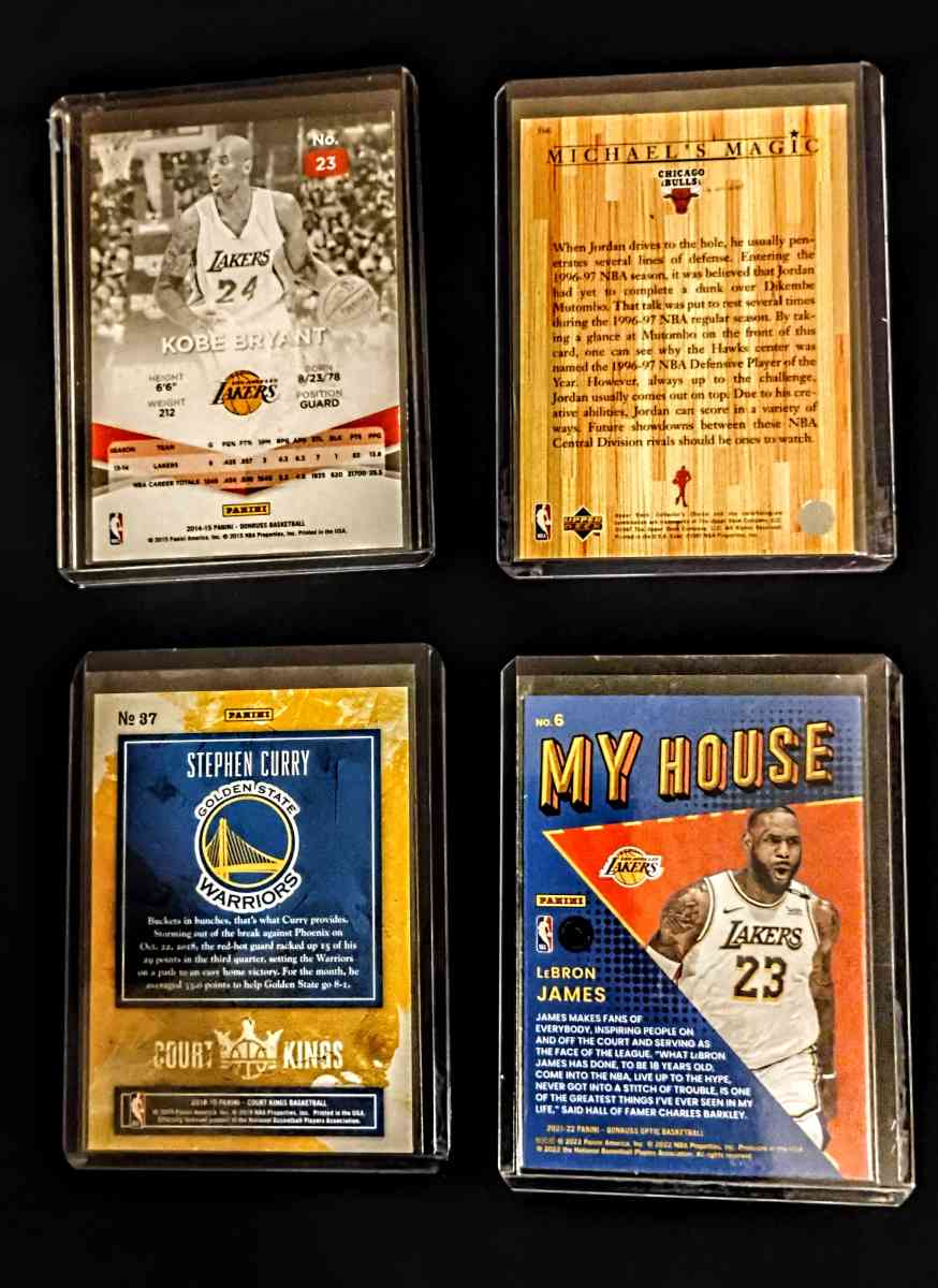 original L JAMES  M JOIRDAN S CURRY  K BRYANT 4 card lot - Abbott, Texas - FleaMarketBay