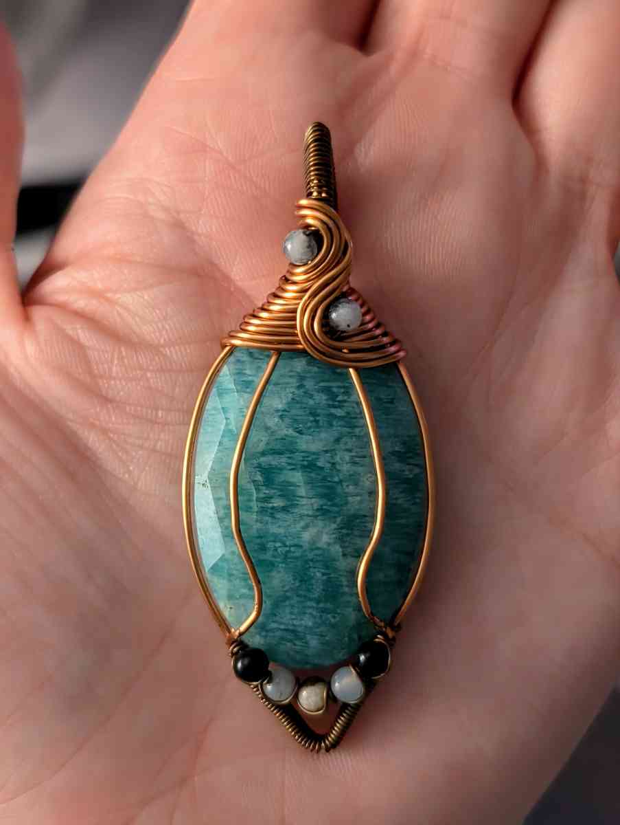 Wire Wrapped Amazonite Pendant - Chatsworth, Georgia - FleaMarketBay
