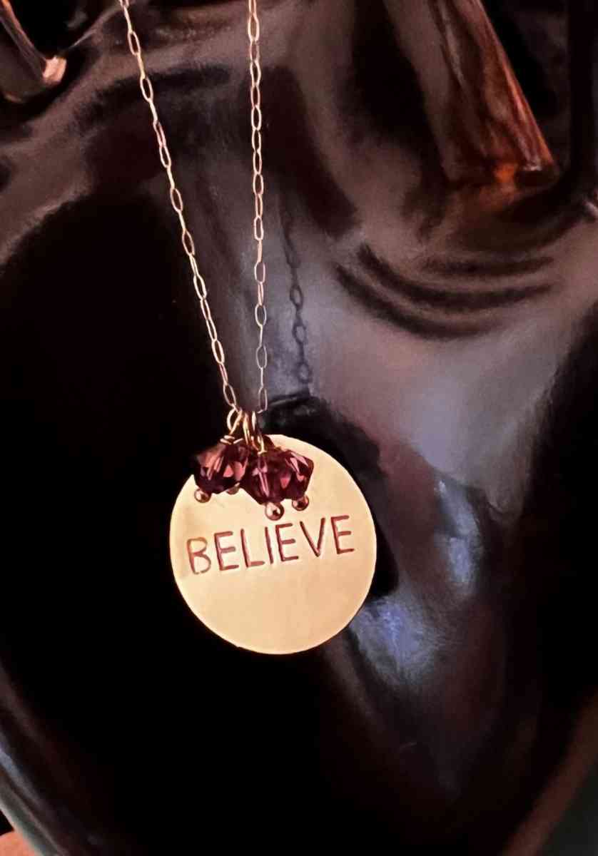 10K Gold Believe Pendant Necklace With Quartz - Phelan, California - FleaMarketBay