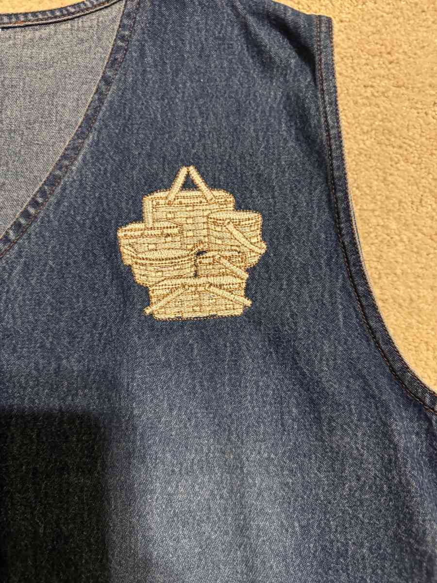 1046 New Womens Basket Decal Embroidered Denim Vest Blue Siz - Gallatin, Tennessee - FleaMarketBay