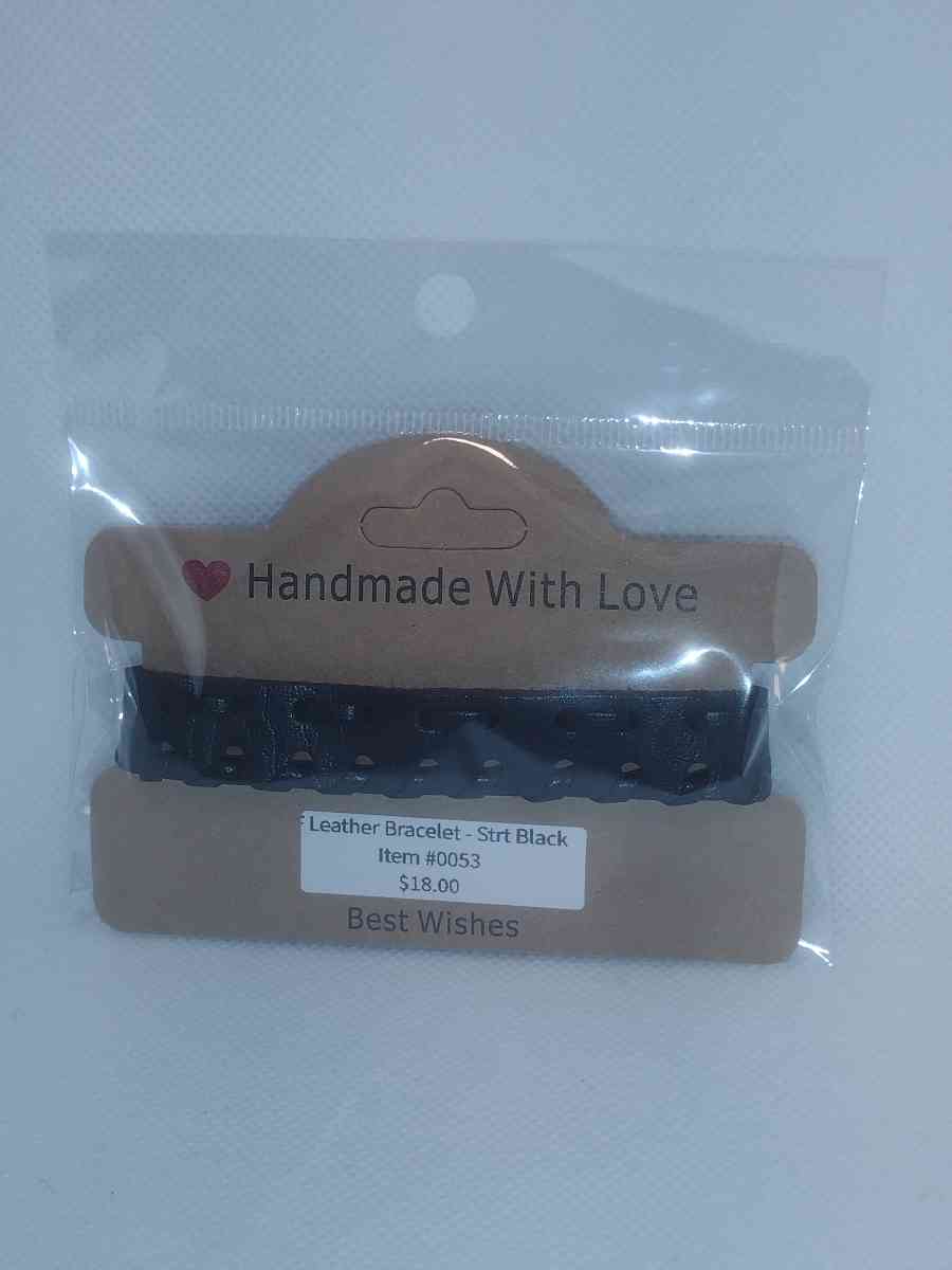 Faux Leather Bracelet straight black - Roanoke, Virginia - FleaMarketBay