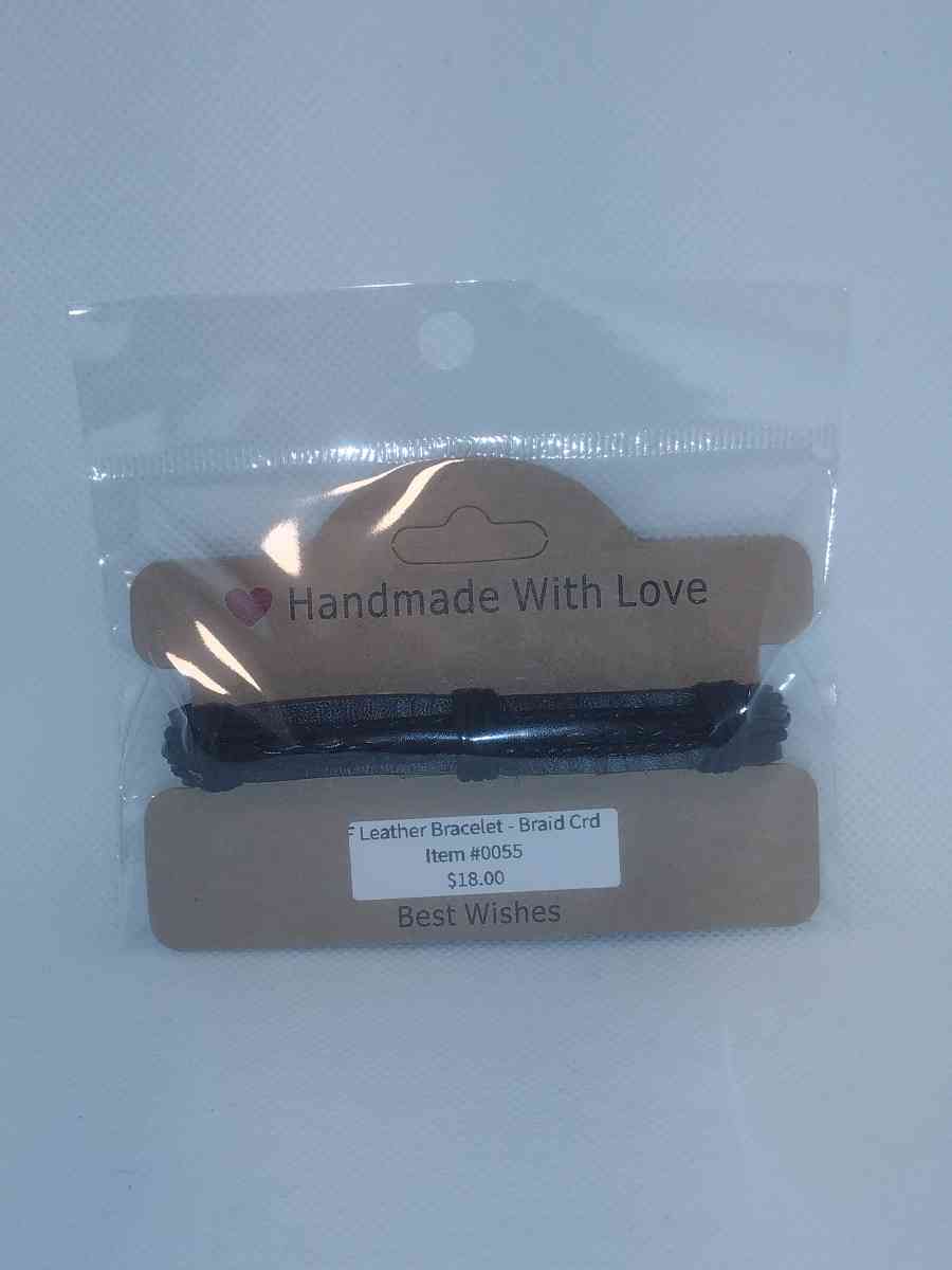 Faux Leather Bracelet braided cord black - Roanoke, Virginia - FleaMarketBay