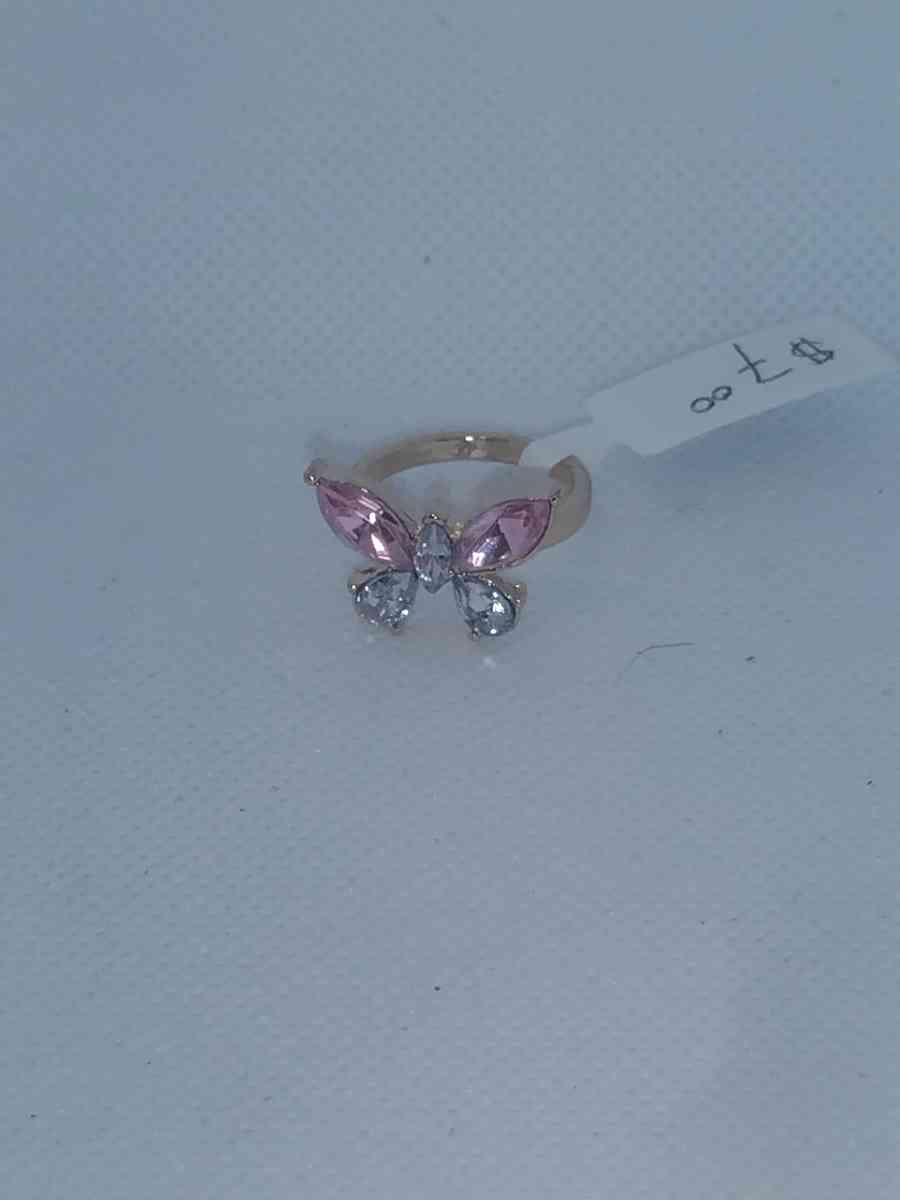 Pink White Butterfly Chic Rhinestone Ring - Roanoke, Virginia - FleaMarketBay