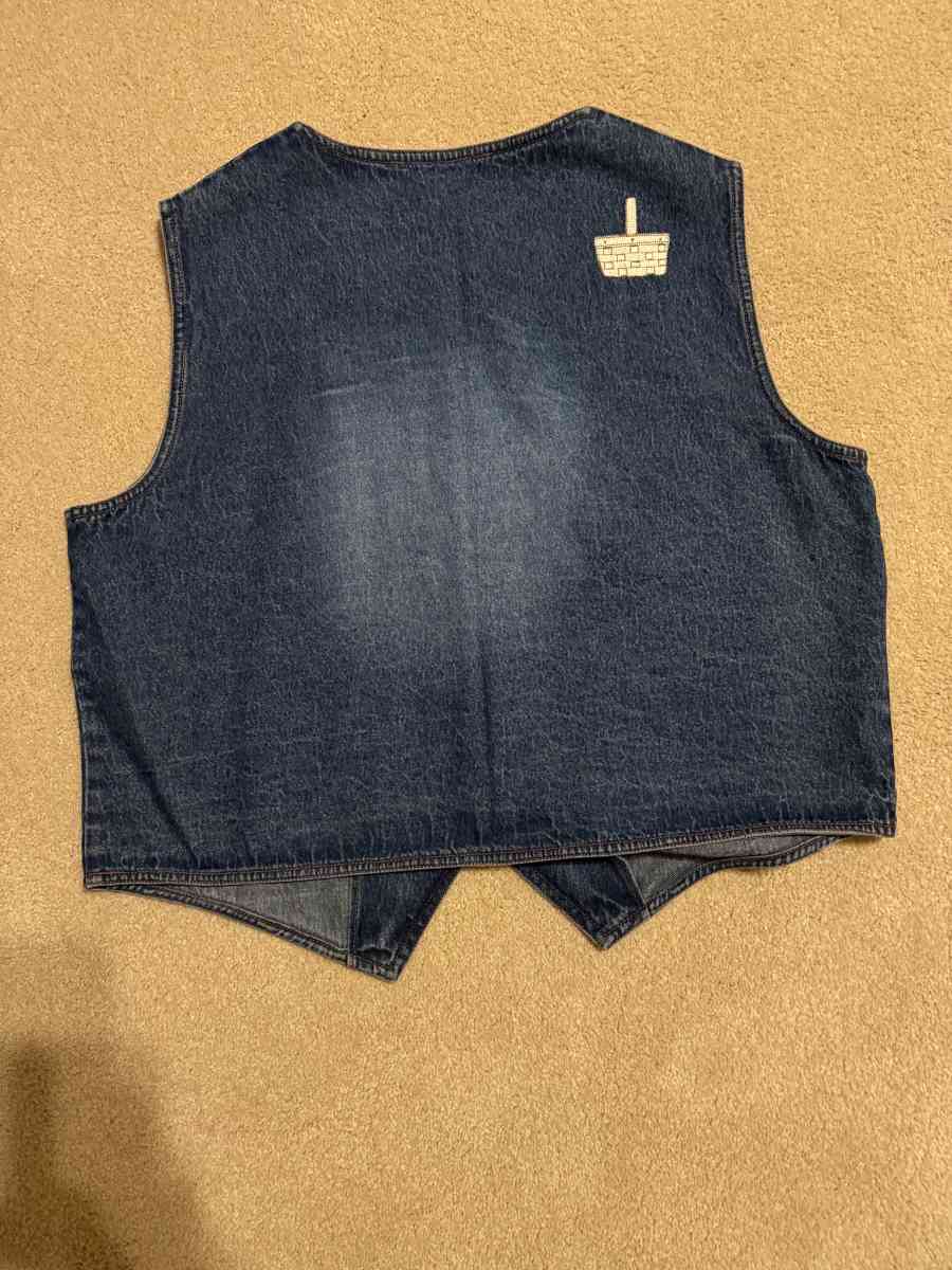 1046 New Womens Basket Decal Embroidered Denim Vest Blue Siz - Gallatin, Tennessee - FleaMarketBay