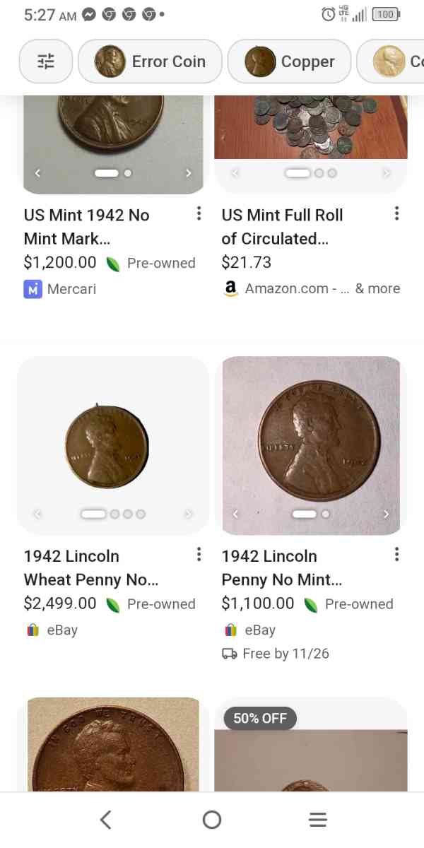 no mint stamp 1942 wheat penny - Knoxville, Tennessee - FleaMarketBay