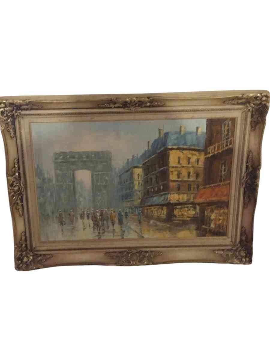antique oil painting depicting Paris - Saint Louis, Missouri