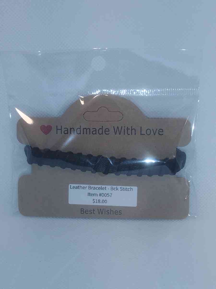 Faux Leather Bracelet back stitch black - Roanoke, Virginia - FleaMarketBay