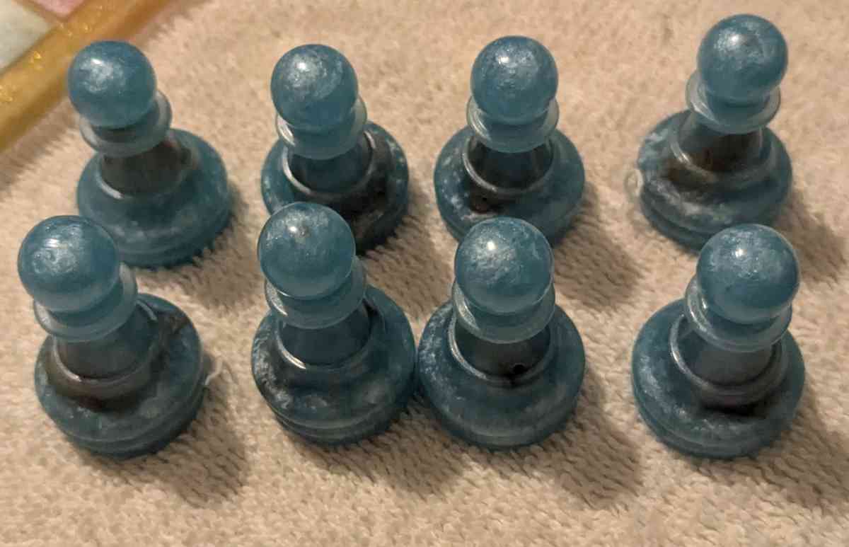 Pink and Blue Petrified Wood Chess Set - Calhan, Colorado - FleaMarketBay