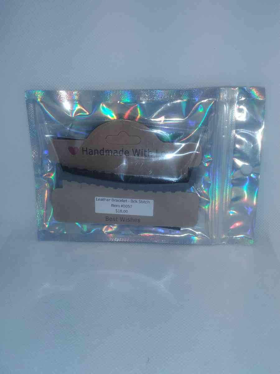 Faux Leather Bracelet back stitch black - Roanoke, Virginia - FleaMarketBay