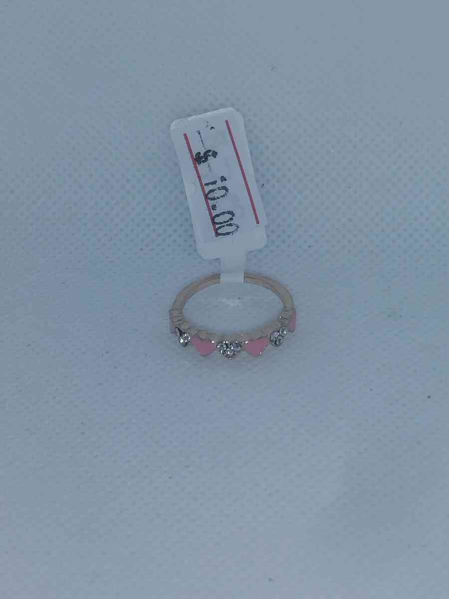 Pink White Hearts Chic Rhinestone Ring - Roanoke, Virginia - FleaMarketBay