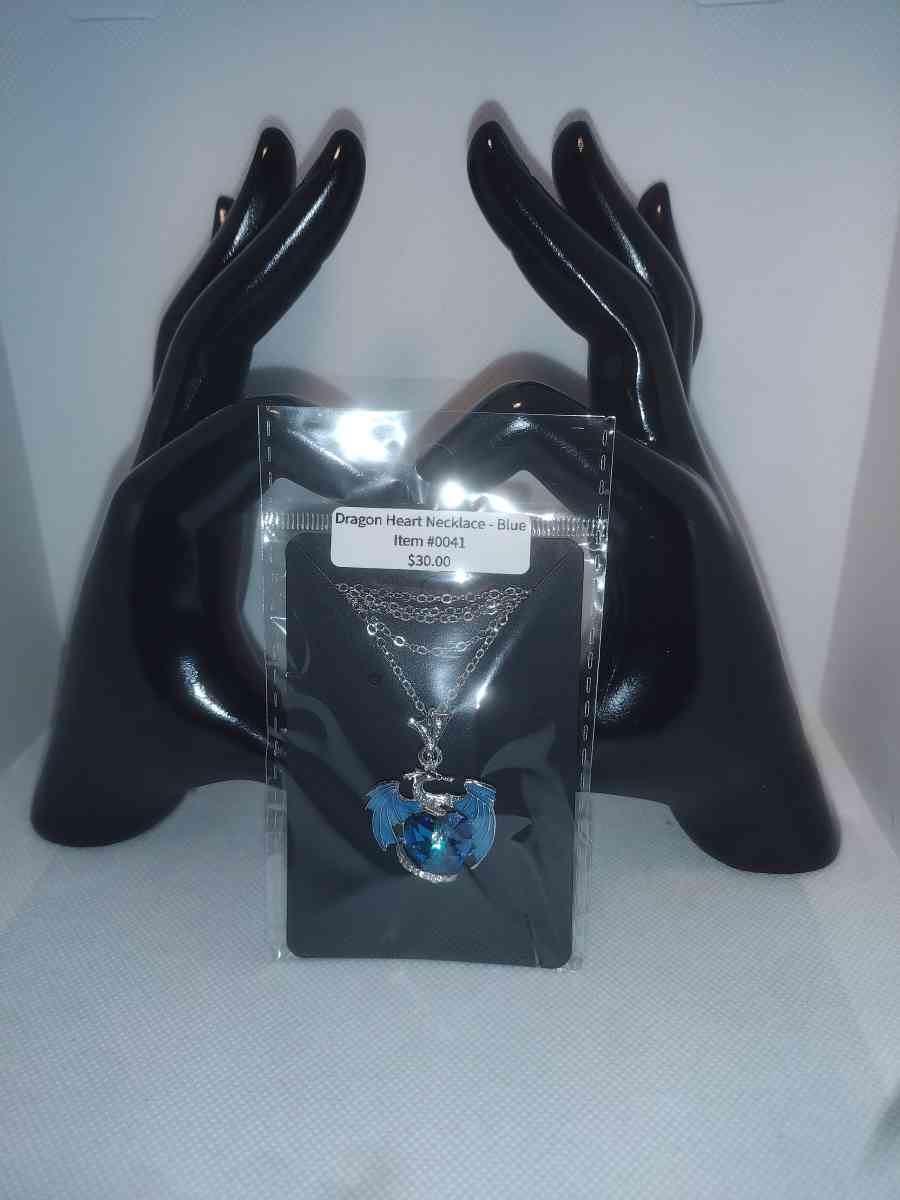 Dragon Heart Rhinestone Necklace Blue - Roanoke, Virginia - FleaMarketBay