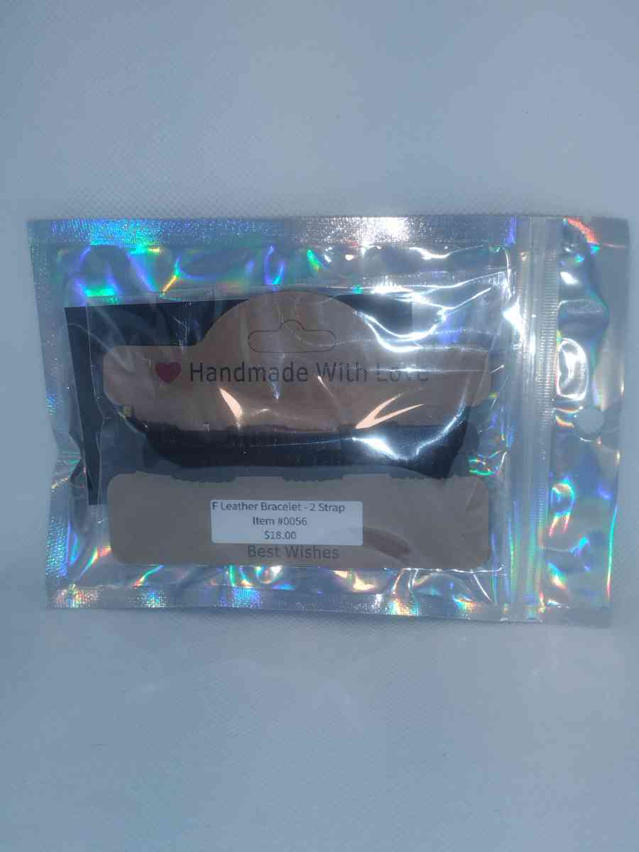 Faux Leather Bracelet 2 strap black - Roanoke, Virginia - FleaMarketBay