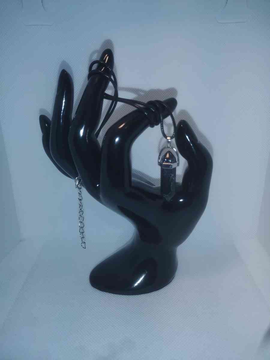 Black Marbled Glass Pendant Necklace - Roanoke, Virginia