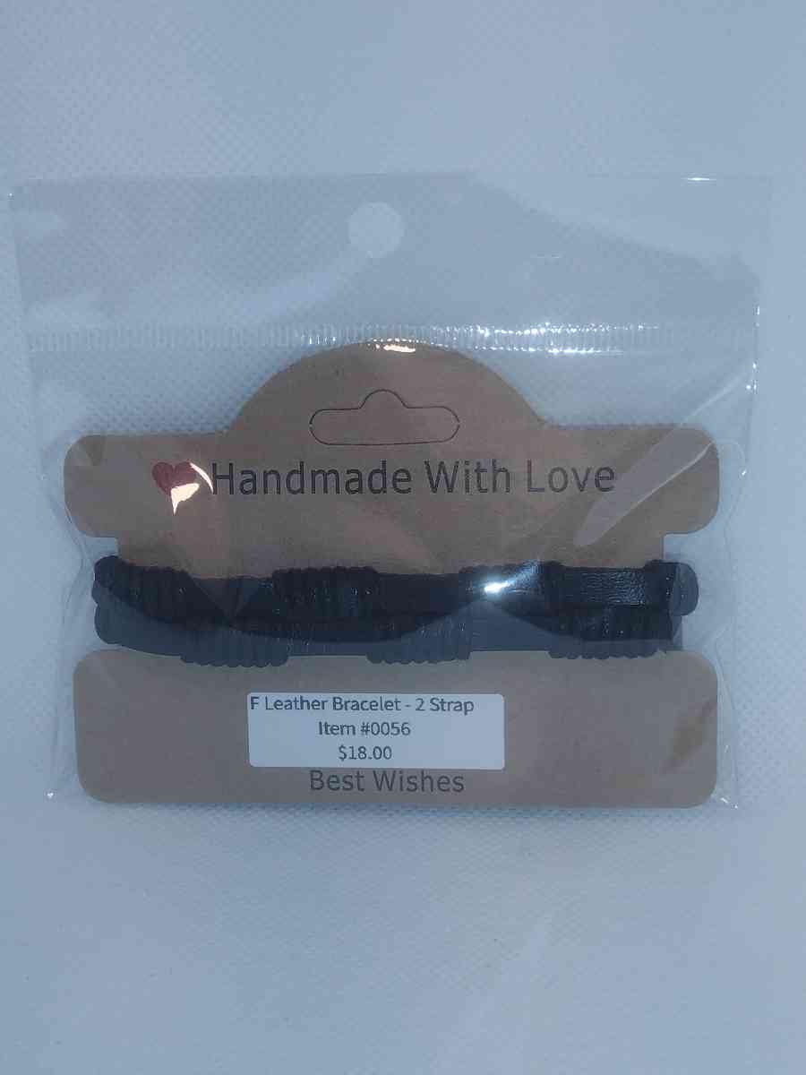 Faux Leather Bracelet 2 strap black - Roanoke, Virginia - FleaMarketBay