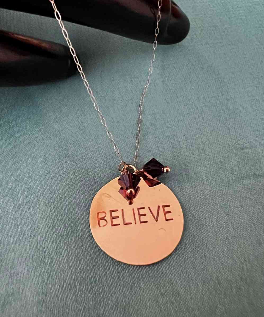 10K Gold Believe Pendant Necklace With Quartz - Phelan, California - FleaMarketBay