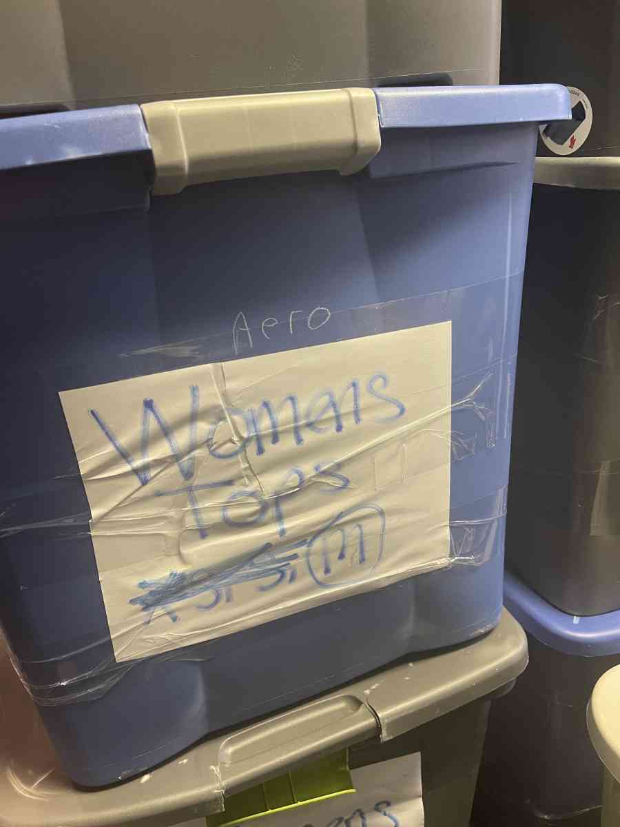 huge 45 gallon bin full of womens tops M