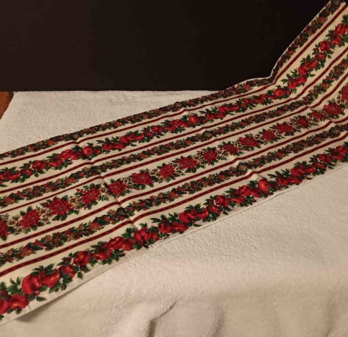 Handmade Table Runner Poinsettias Apples - Nashville, Arkansas - FleaMarketBay