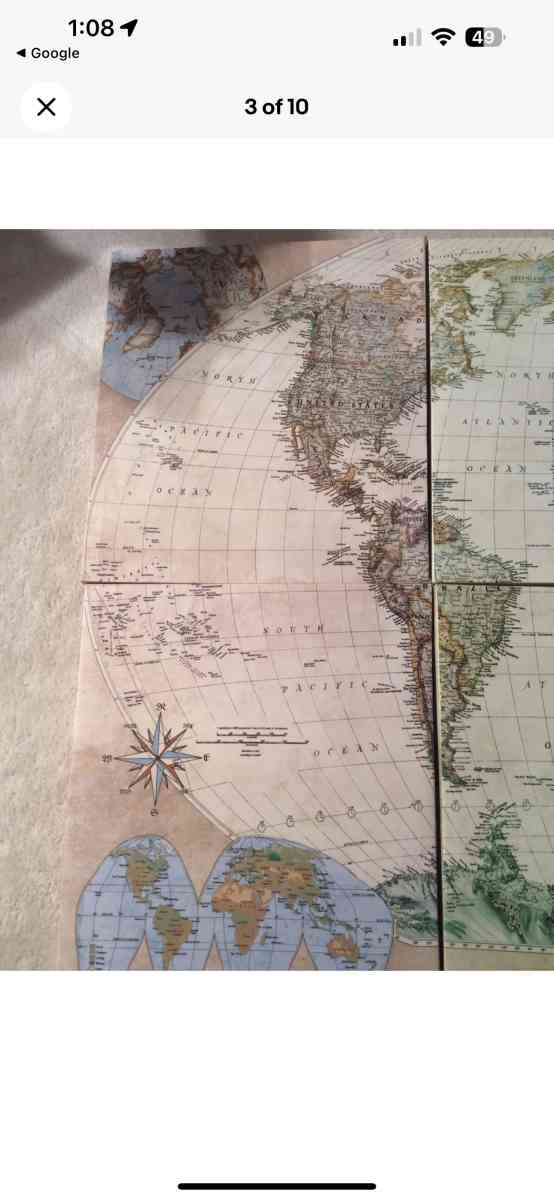 vintage world map art - Tempe, Arizona - FleaMarketBay