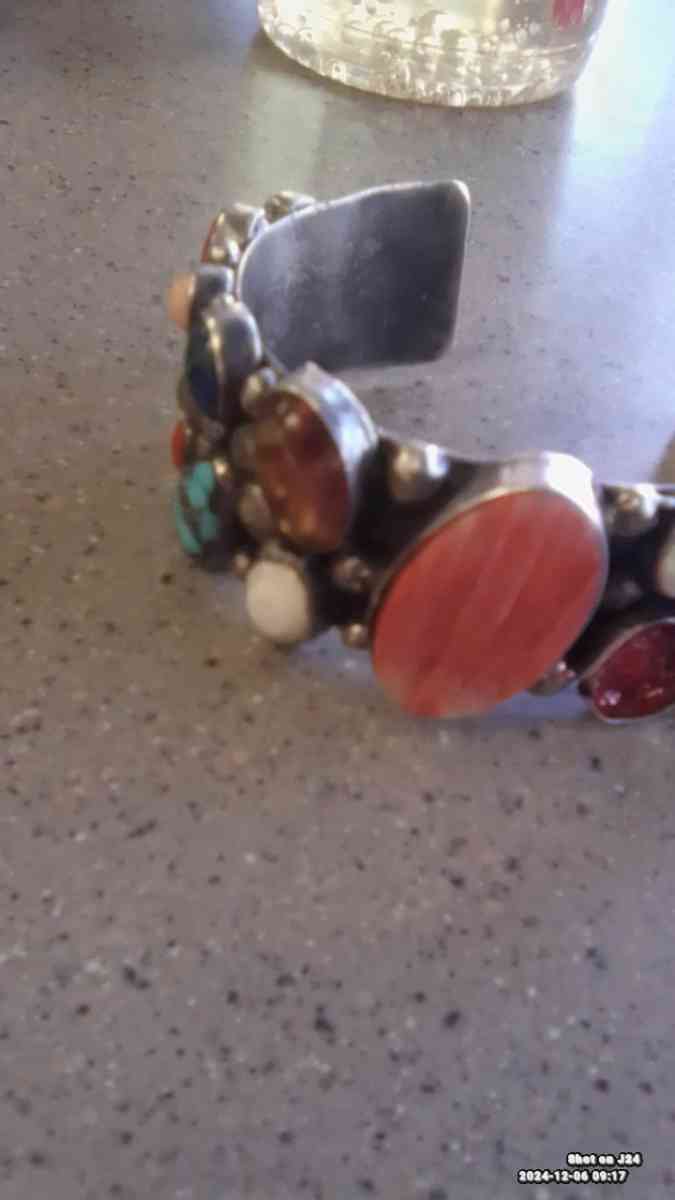 Navajo Sterling silver cuff turquoise jade a opal - Toledo, Ohio - FleaMarketBay
