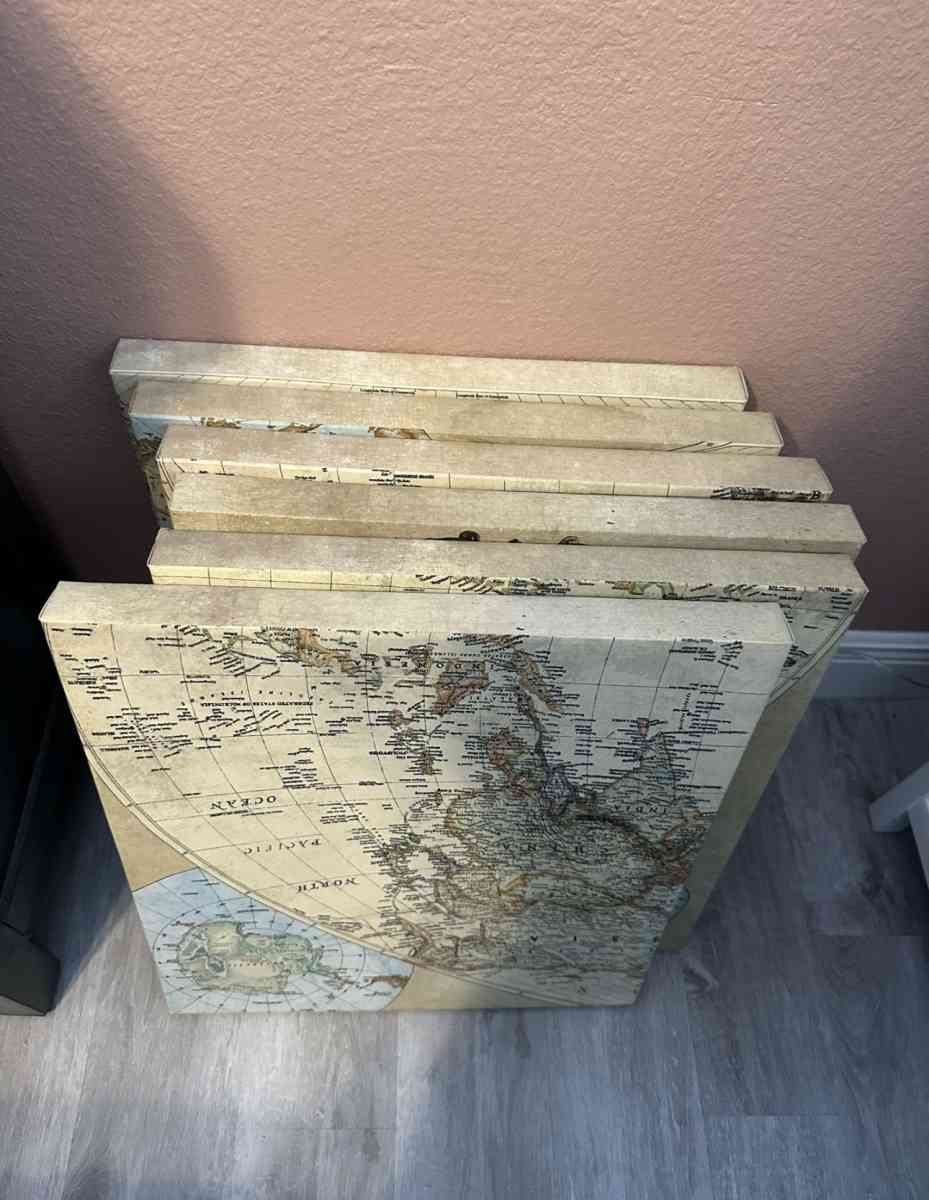 vintage world map art - Tempe, Arizona - FleaMarketBay