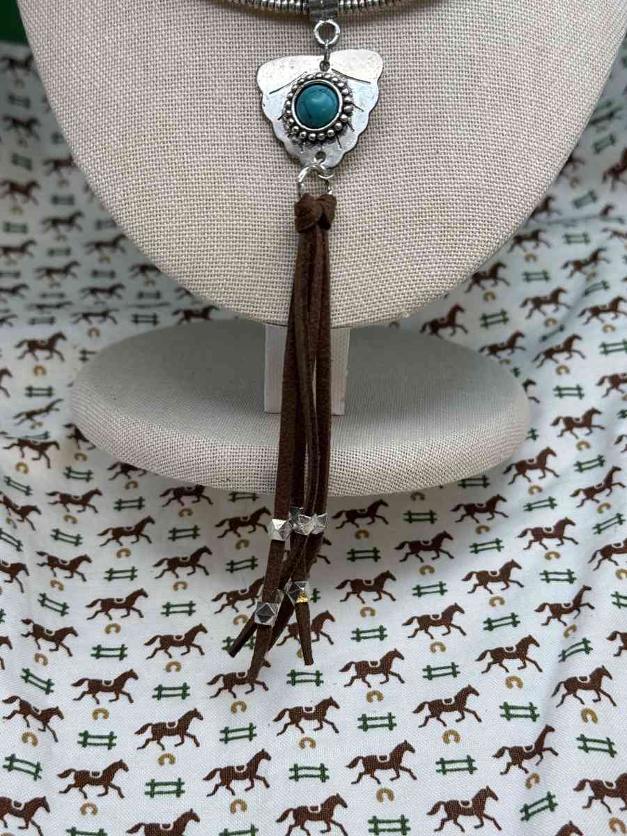 3003PTSO Myra Bag Feather Shield Stacked Necklace Leather  M - Gallatin, Tennessee - FleaMarketBay