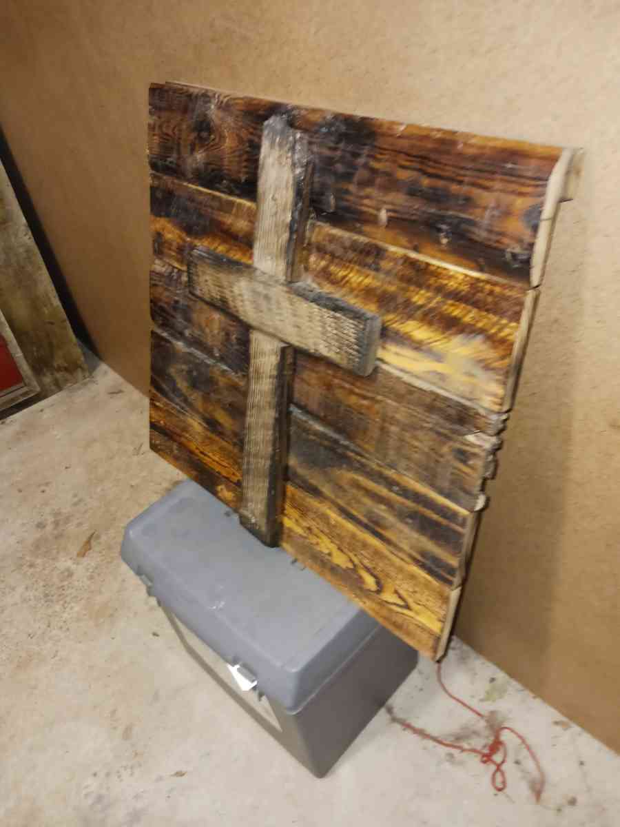 Handmade rustic Wooden plaque with cross I built - Greer, South Carolina - FleaMarketBay