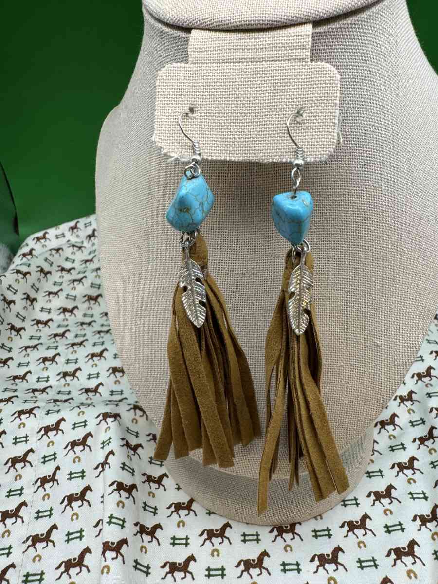 3002COI Myra Bag Musafir  Earrings Fringe Leather Tassel Ear - Gallatin, Tennessee - FleaMarketBay