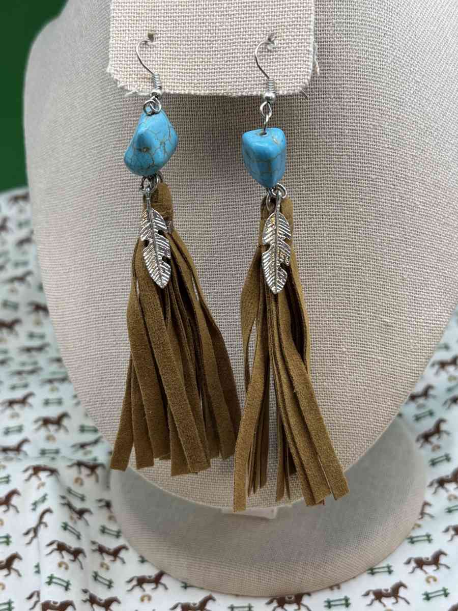 3002COI Myra Bag Musafir  Earrings Fringe Leather Tassel Ear - Gallatin, Tennessee - FleaMarketBay