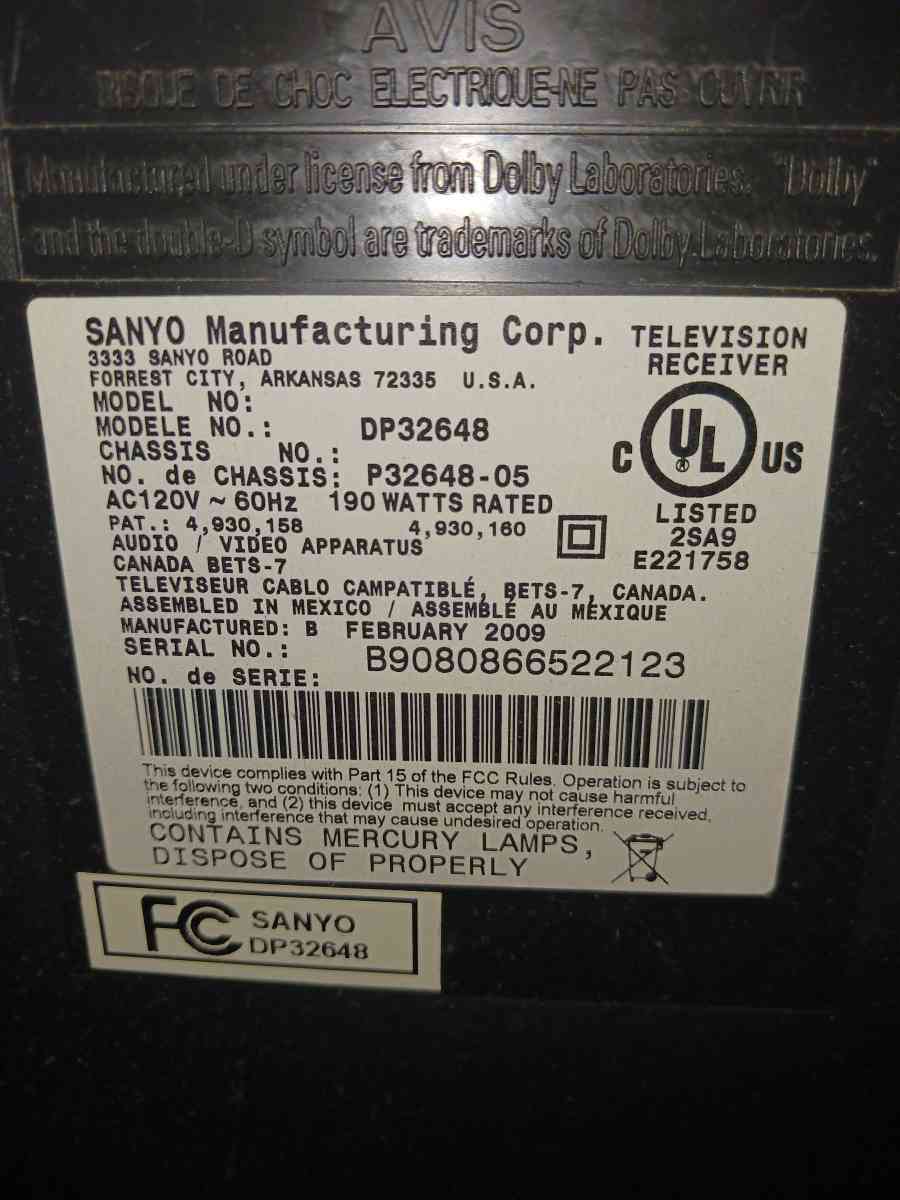 Sanyo DP32648 Television LCD Flat Screen TV PC HDMI VGA RCA - Greer, South Carolina - FleaMarketBay