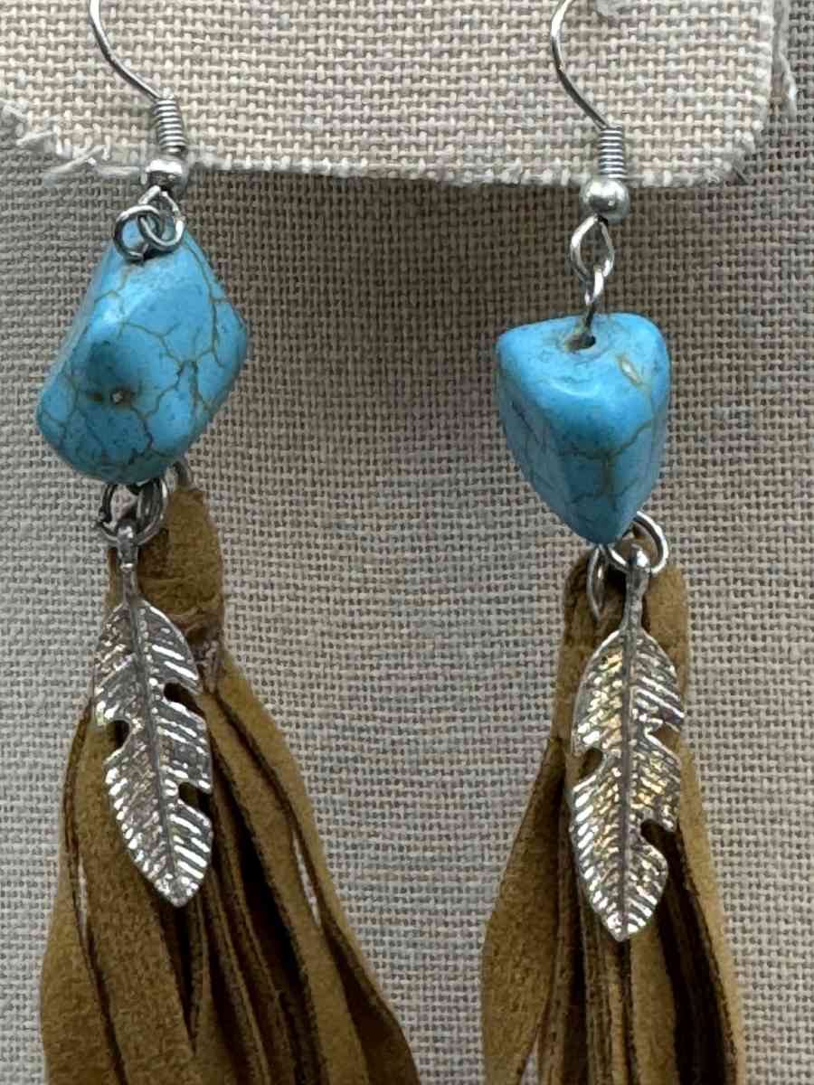 3002COI Myra Bag Musafir  Earrings Fringe Leather Tassel Ear - Gallatin, Tennessee - FleaMarketBay