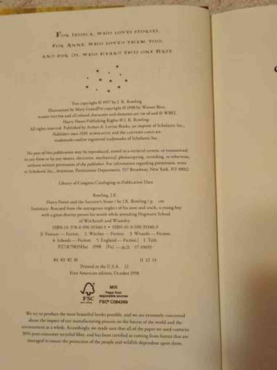 Harry Potter and the Sorcerers Stone book - Clinton, Massachusetts - FleaMarketBay