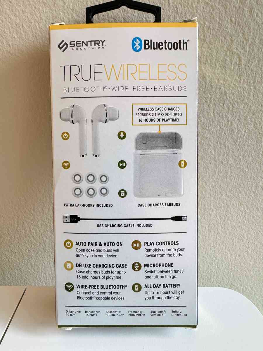 BRAND NEW Sentry Bluetooth Earbuds and Charging Cable - Falls Church, Virginia - FleaMarketBay