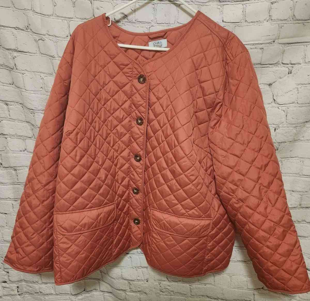 3X Womens Croft and Barrow Salmon Pink Puffer Jacket - Kansas City, Missouri