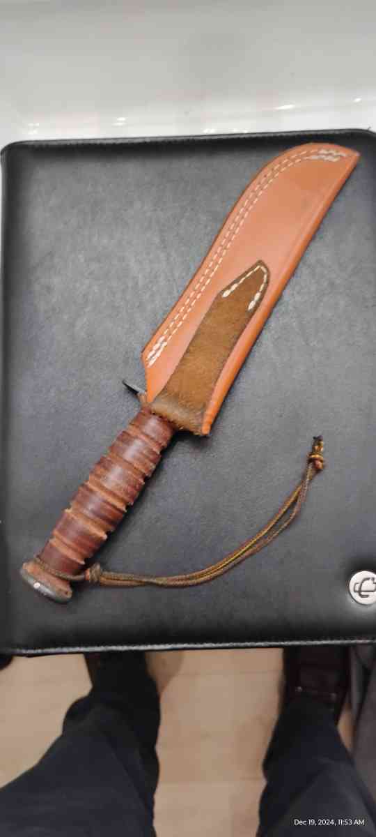 Commemorative 1992 USMC KaBar Fixed Blade Knife with Sheath - Mesa, Arizona - FleaMarketBay