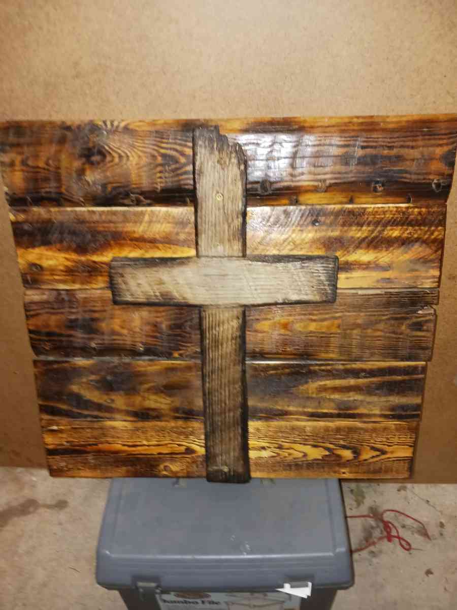 Handmade rustic Wooden plaque with cross I built
