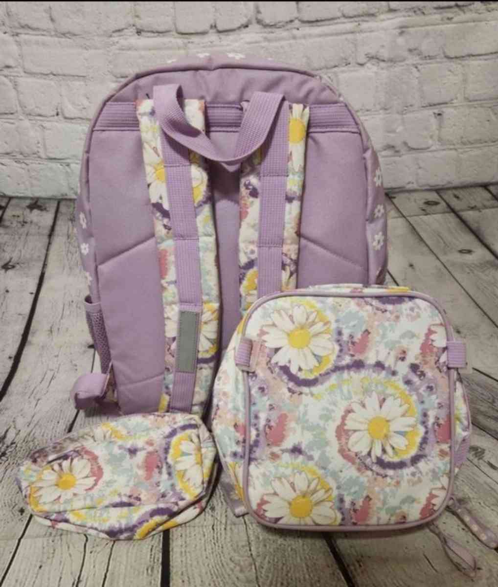 Girls Wonder Nation Purple and Flowers Backpack Set - Kansas City, Missouri - FleaMarketBay