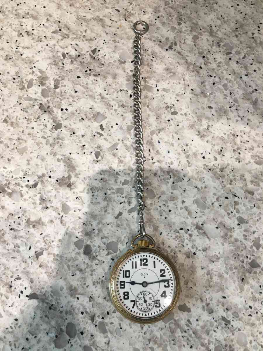 1944 Elgin BW Raymond Railroad Grade Pocket Watch - Newport Beach, California - FleaMarketBay