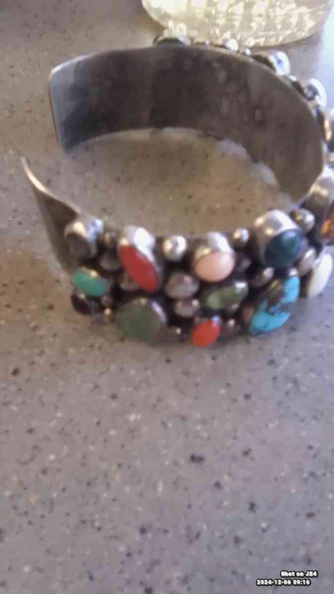 Navajo Sterling silver cuff turquoise jade a opal - Toledo, Ohio - FleaMarketBay