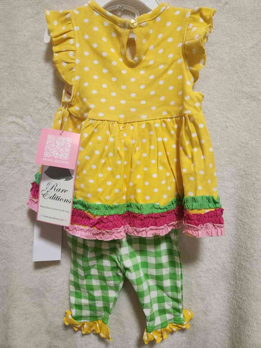 3 to 6 Months Baby Girls Rare Editions Yellow Green Outfit - Kansas City, Missouri - FleaMarketBay