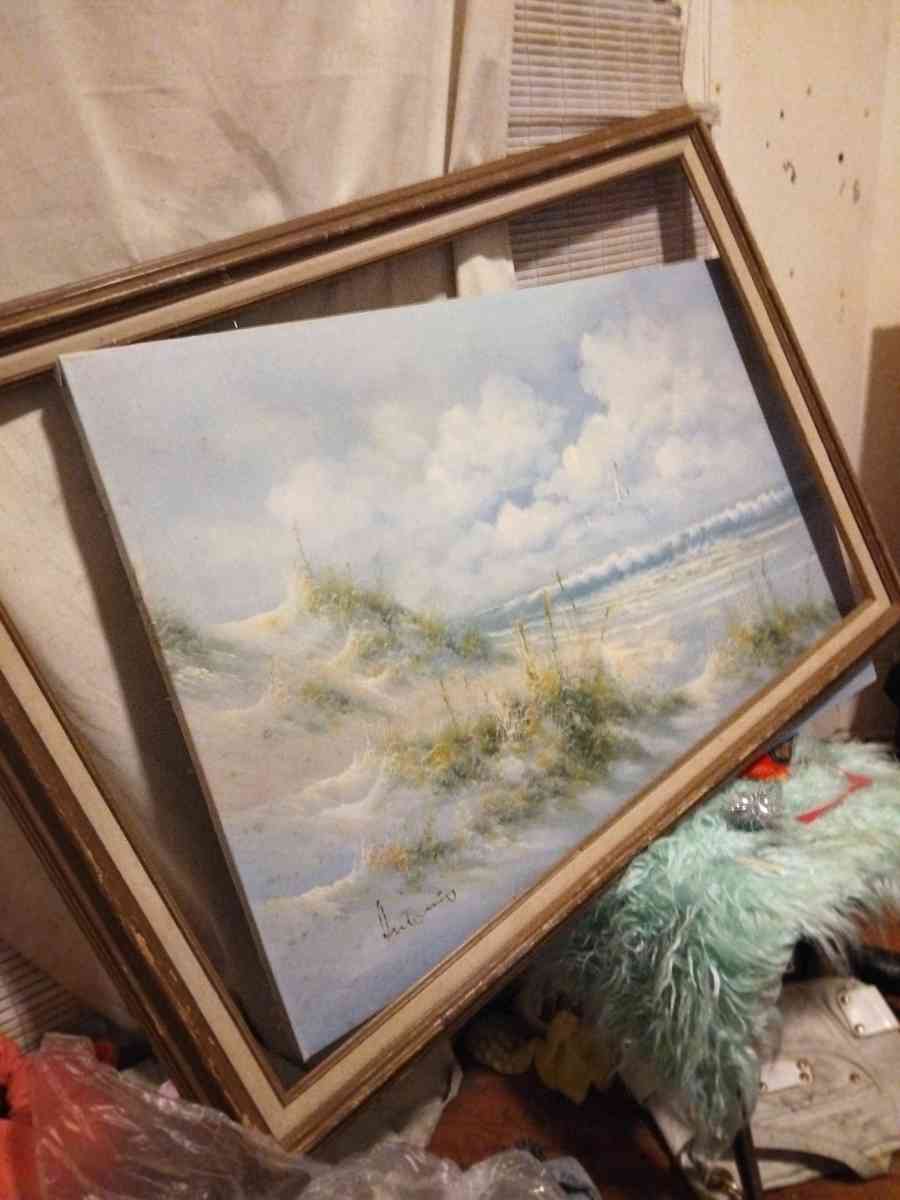 oriangle painting of beach signed - Hillsdale, Michigan