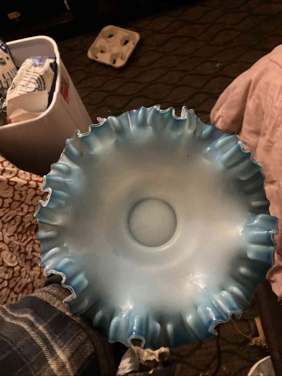 Fenton blue crest ruffled edge bowl - Kalamazoo, Michigan - FleaMarketBay