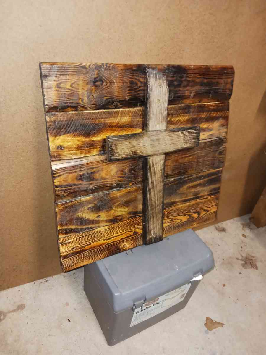Handmade rustic Wooden plaque with cross I built - Greer, South Carolina - FleaMarketBay