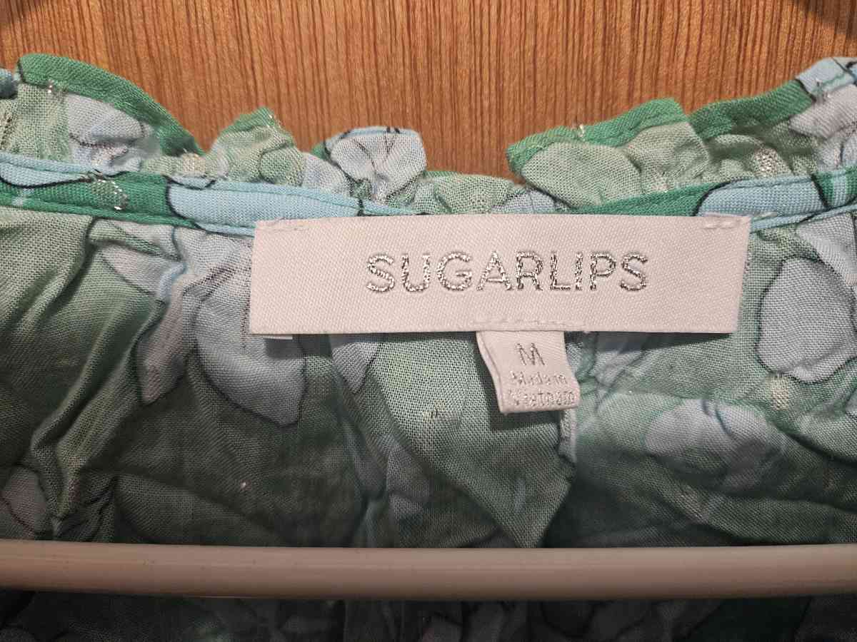 Waterlilly Floral Weylin Split Neck Tassel Blouse - Chicago, Illinois - FleaMarketBay